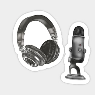 Black Headphones and Microphone Sticker